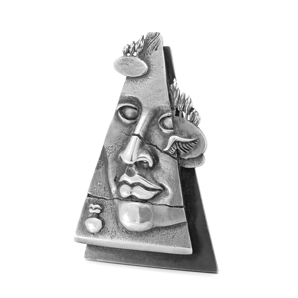 1960s silver face brooch designyard curated vintage jewellery collection dublin ireland