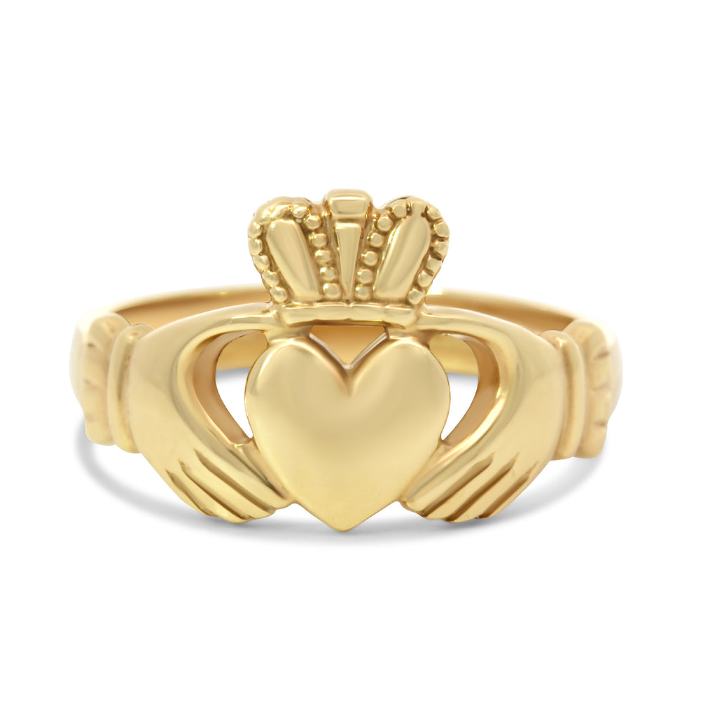 9k yellow gold mens claddagh ring designyard jewellery gallery dublin ireland