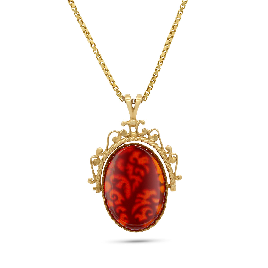 9k yellow gold vintage carnelian pendant designyard