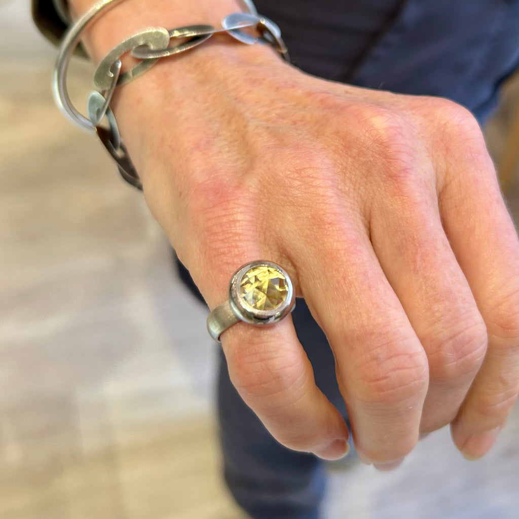 Photograph 2 of Friederike Grace's Contemporary Sterling Silver Lemon Citrine Rosecut Ring. Available on DESIGNYARD.com and in our Jewelry Store Dublin, Ireland. Free Worldwide Shipping with DHL.