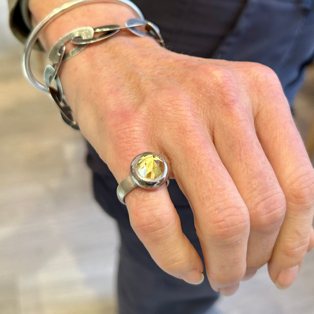 Photograph 3 of Friederike Grace's Contemporary Sterling Silver Lemon Citrine Rosecut Ring. Available on DESIGNYARD.com and in our Jewelry Store Dublin, Ireland. Free Worldwide Shipping with DHL.