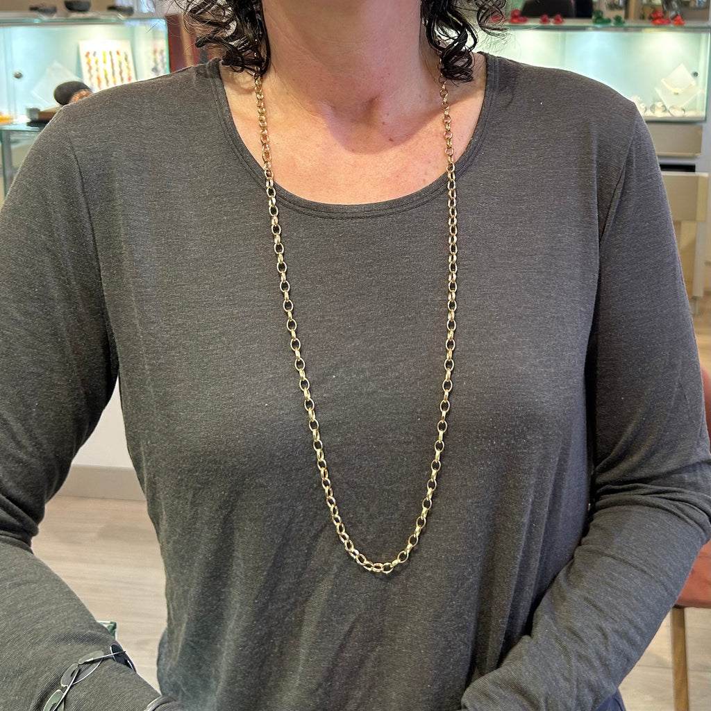 Photograph 2 of 9k Yellow Gold Extra Long Gold Chain. Available on DESIGNYARD.com and in our Jewellery Shop Dublin, Ireland. Free Worldwide Shipping with DHL.