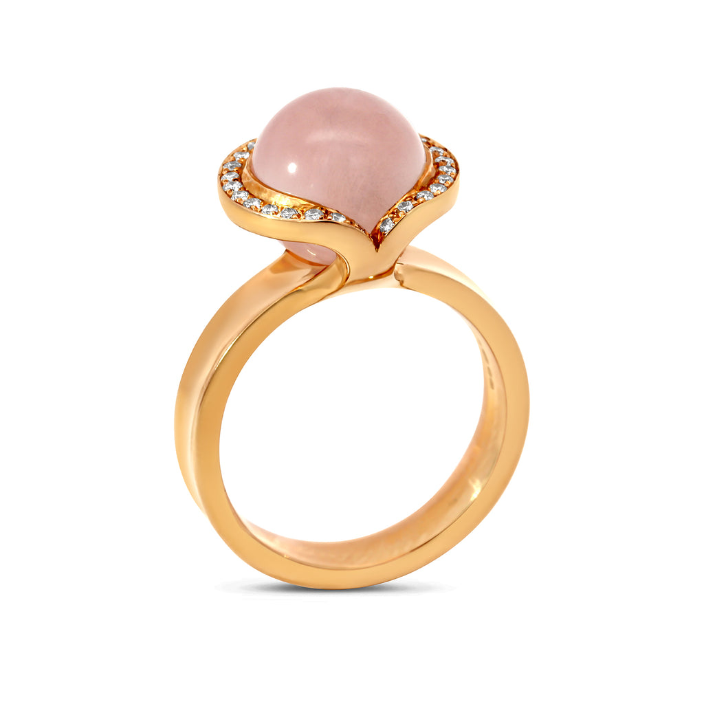 andrew geoghegan 18k rose gold celestial rose quartz diamond ring designyard contemporary jewellery gallery