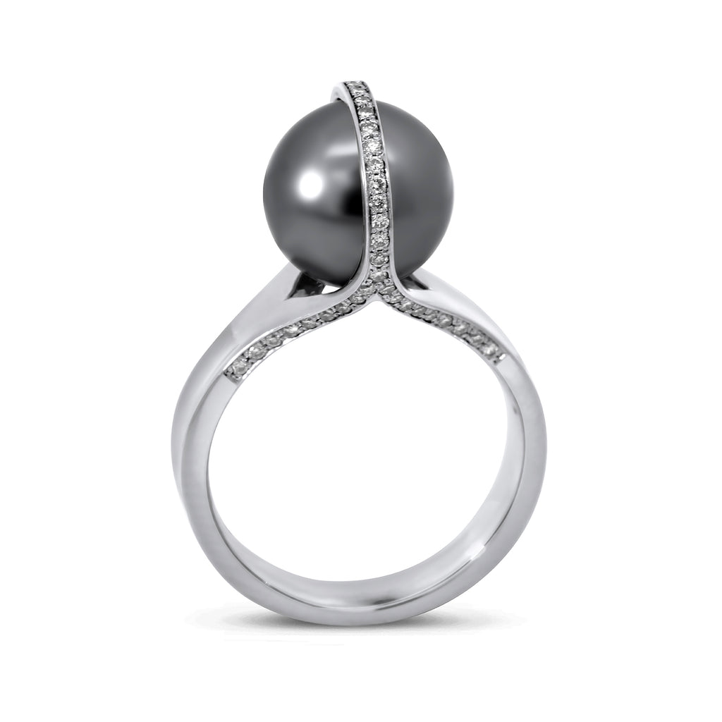 andrew geoghegan 18k white gold mohican tahitian pearl diamond ring designyard contemporary jewellery gallery