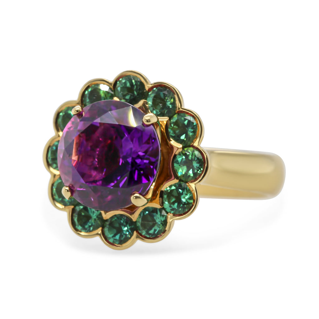 Andrew Geoghegan 18k Yellow Gold Amethyst Cannelé Ring