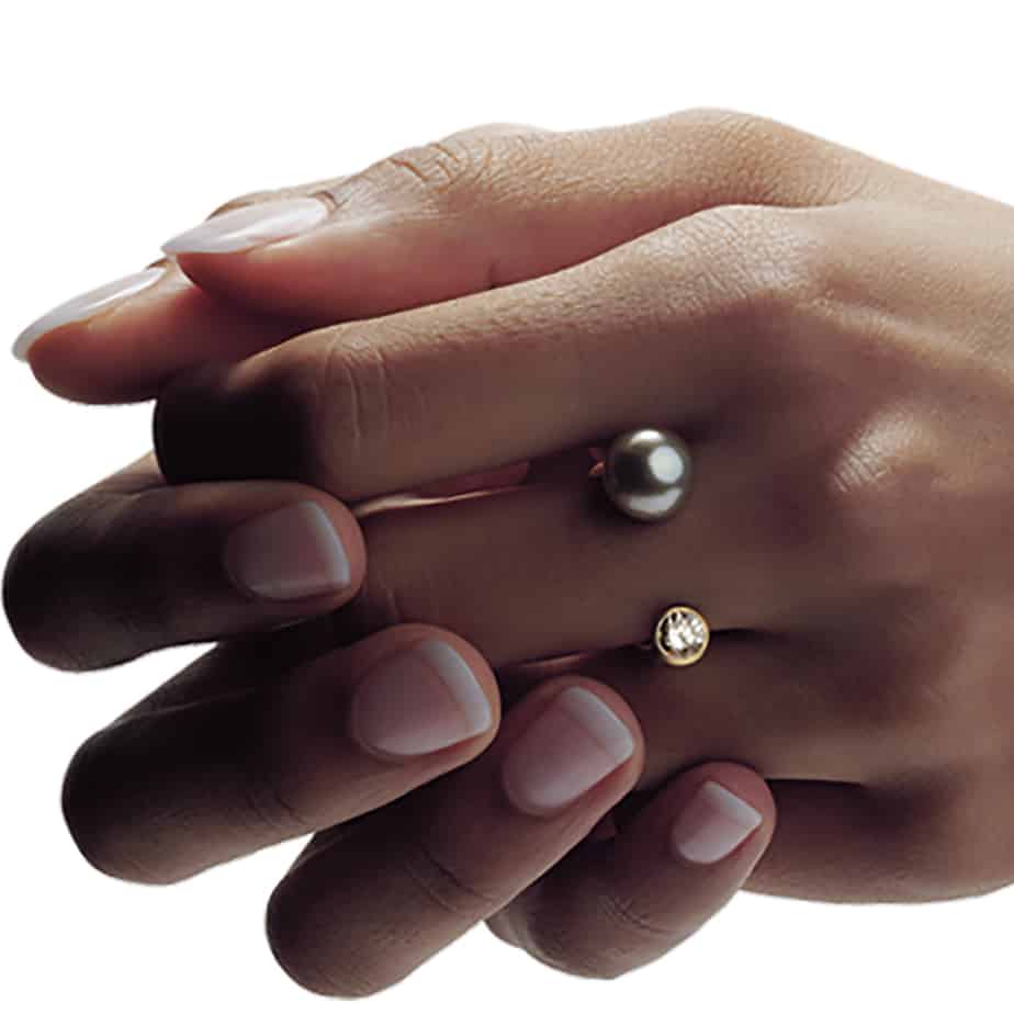 Photograph 4 of Angela Hubel's Contemporary 18k Rose Gold Tahiti Pearl Gemini Diamond Statement Ring. Available on DESIGNYARD.com and in our Jewellery Shop Dublin, Ireland. Free Worldwide Shipping with DHL.