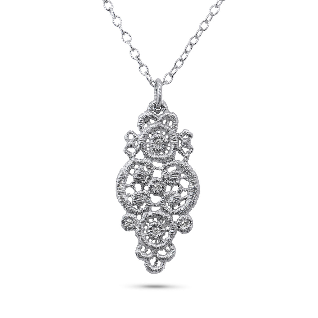 brigitte adolph contemporary lace jewellery 18k white gold diamond turandot pendant 241-wg-d designyard dublin ireland