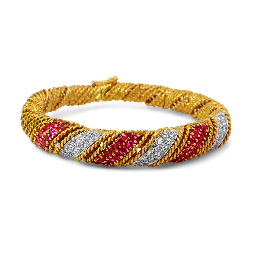 french vintage 18k yellow gold 1960s ruby diamond bangle designyard curated jewellery collection dublin ireland