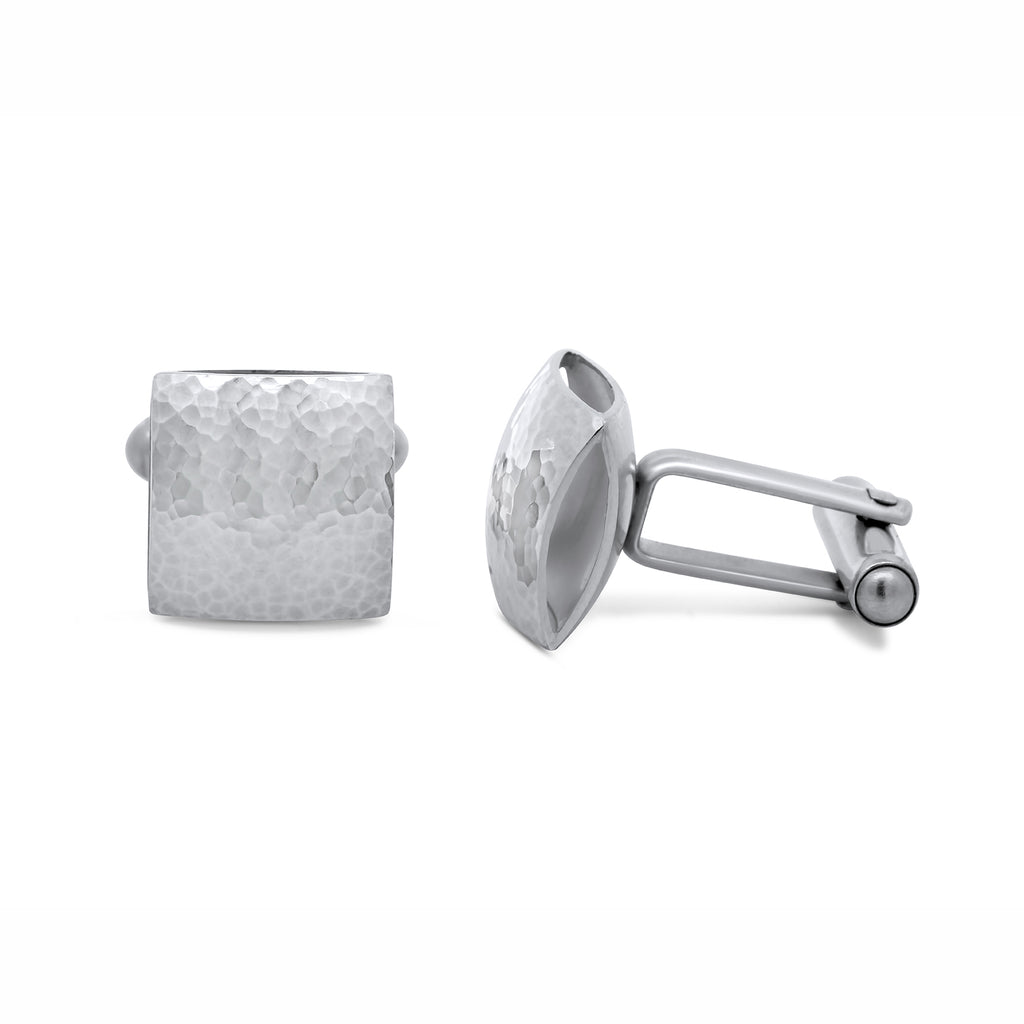 Photograph 1 of Heather O'Connor's Sterling Silver Textured Pillow Cufflinks. Available on DESIGNYARD.com and in our Contemporary Jewellery Shop Dublin, Ireland. Free Worldwide Shipping.