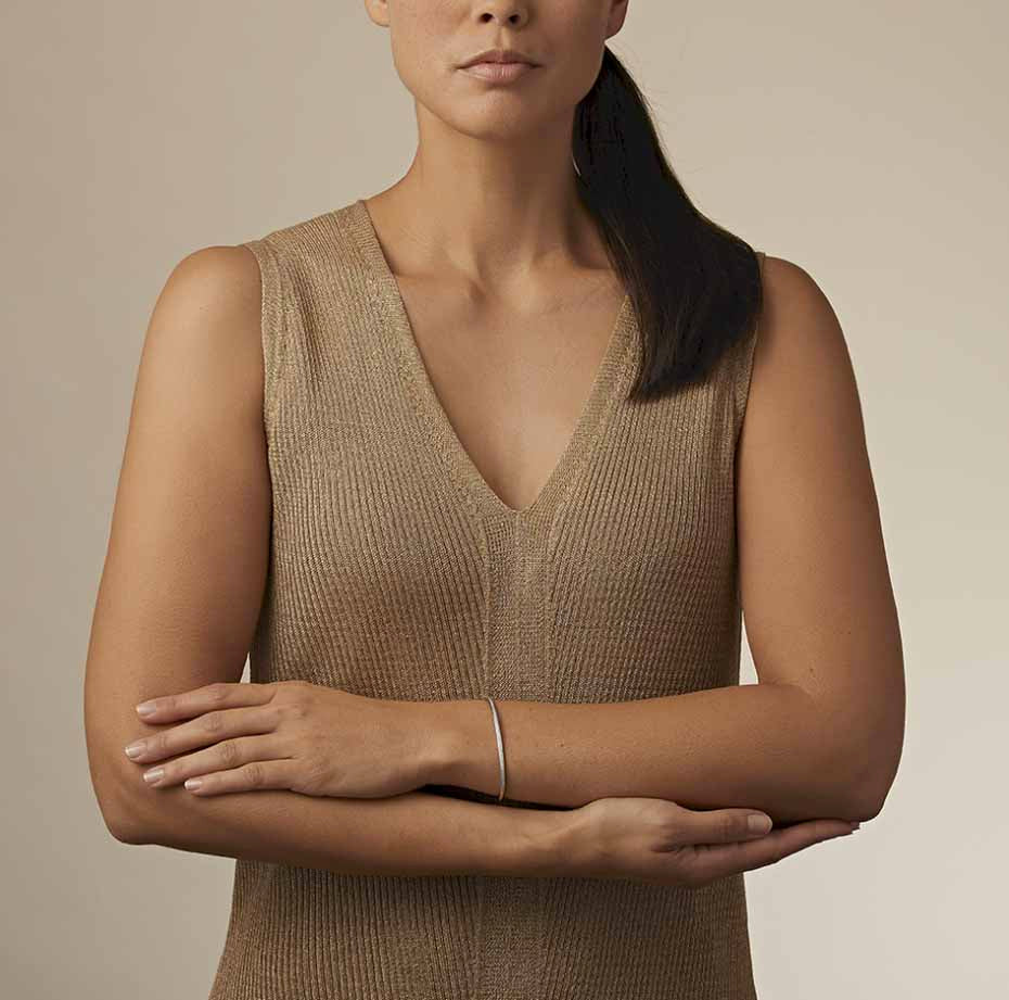 Photograph 6 of Henrich & Denzel's Platinum Mikado Soft Diamond Torc Bangle. Available on DESIGNYARD.com and in our Contemporary Jewellery Shop Dublin, Ireland. Free Worldwide Shipping with DHL.