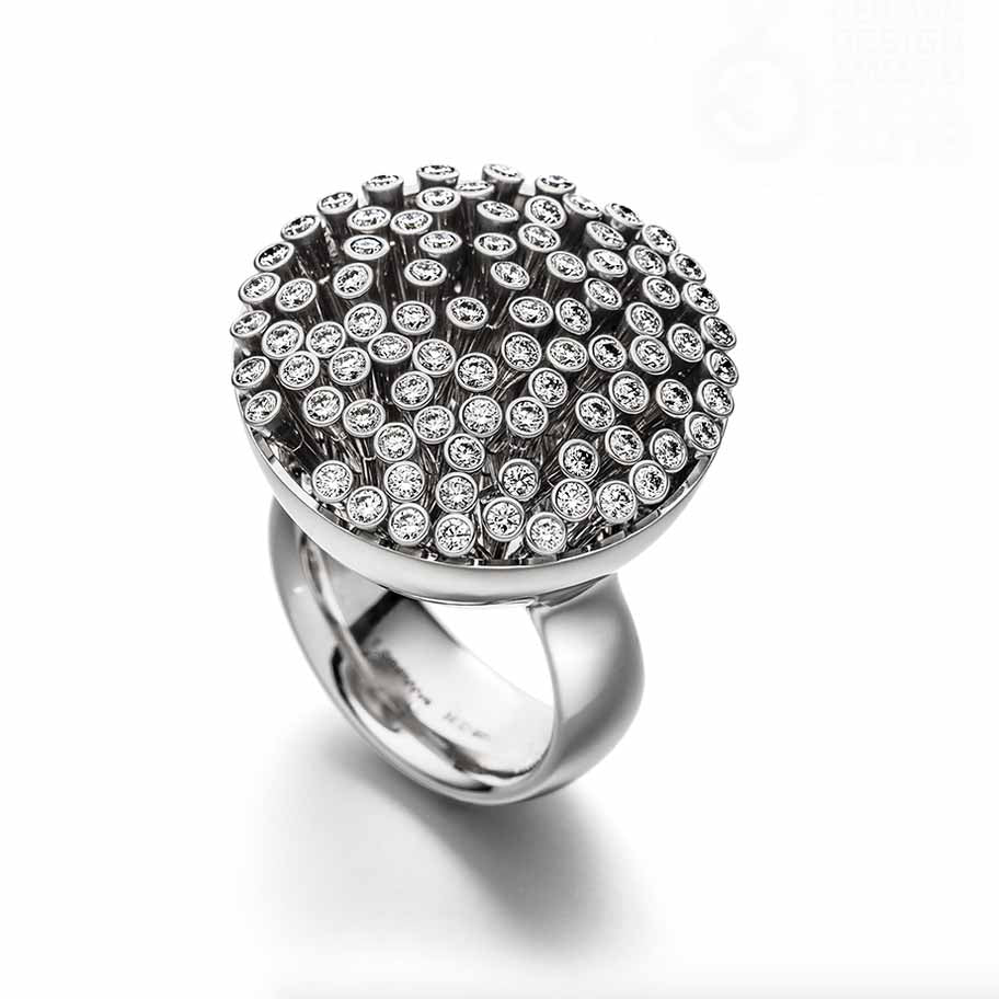 Photograph 1 of Henrich & Denzel's Platinum Swing Diamond Ring. Available on DESIGNYARD.com and in our Contemporary Jewellery Shop Dublin, Ireland. Shipping Worldwide.