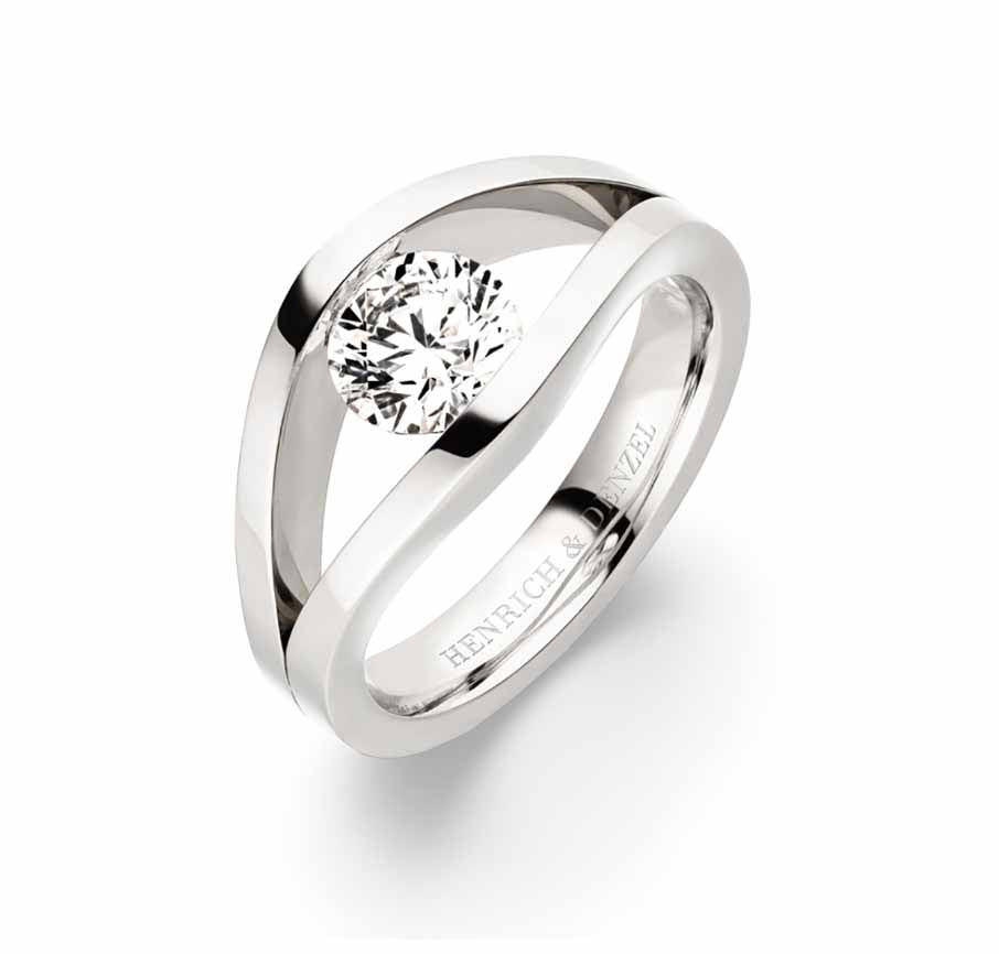 Photograph 1 of Henrich & Denzel's Platinum Tensio Diamond Engagement Ring. Available on DESIGNYARD.com and in our Contemporary Jewellery Shop Dublin, Ireland. Shipping Worldwide.