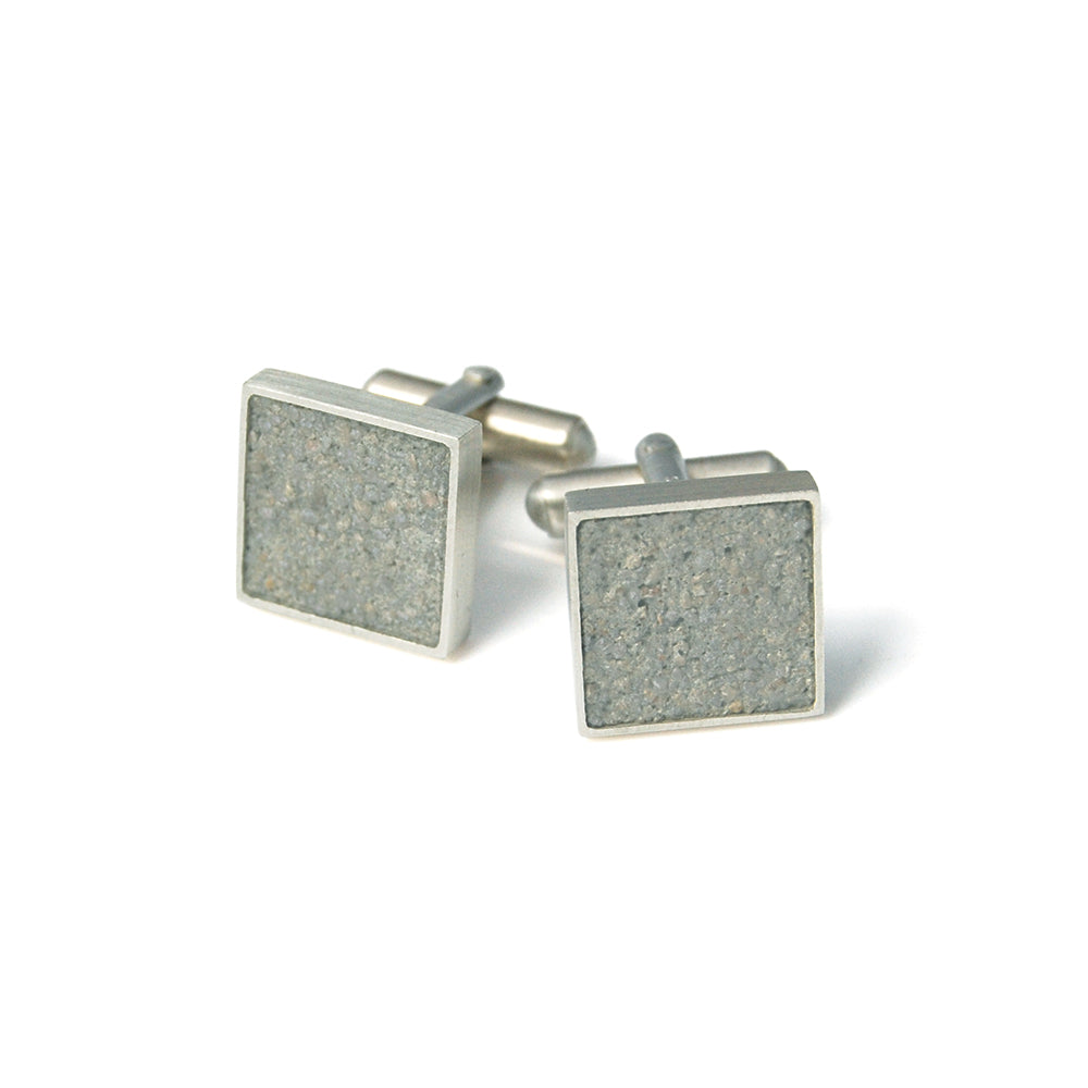 Photograph 1 of Heather O'Connor's Sterling Silver Textured Stone Cufflinks. Available on DESIGNYARD.com and in our Jewellery Shop Dublin, Ireland. #1 for Contemporary Jewellery.
