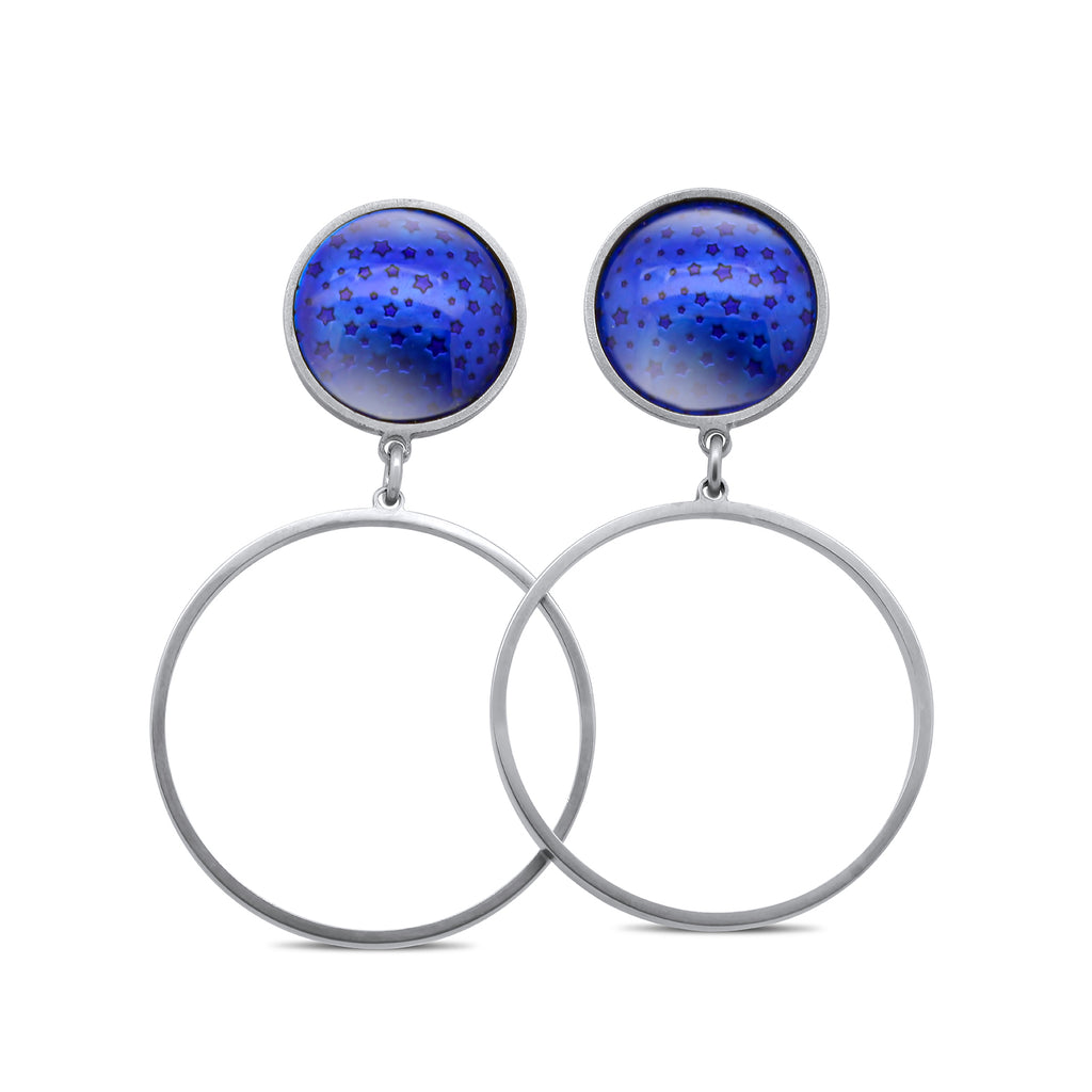 jane moore sterling silver blue stars enamel large hoop stud earrings designyard contemporary jewellery gallery dublin ireland