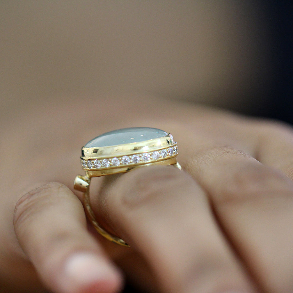 Josephine Bergsøe - 18k 22k Yellow Gold Beryl Diamond Ring - DESIGNYARD, Dublin Ireland.