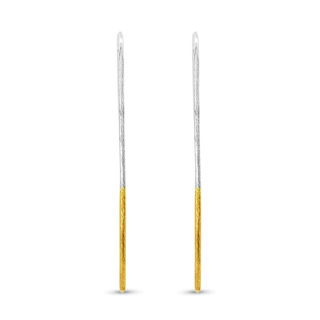 Photograph 1 of Kokkino's Contemporary Shimmer Single Strand 24k Yellow Gold Plated Silver Earrings. Available on DESIGNYARD.com and in our Jewellery Shop Dublin, Ireland. Shipping Worldwide with DHL.