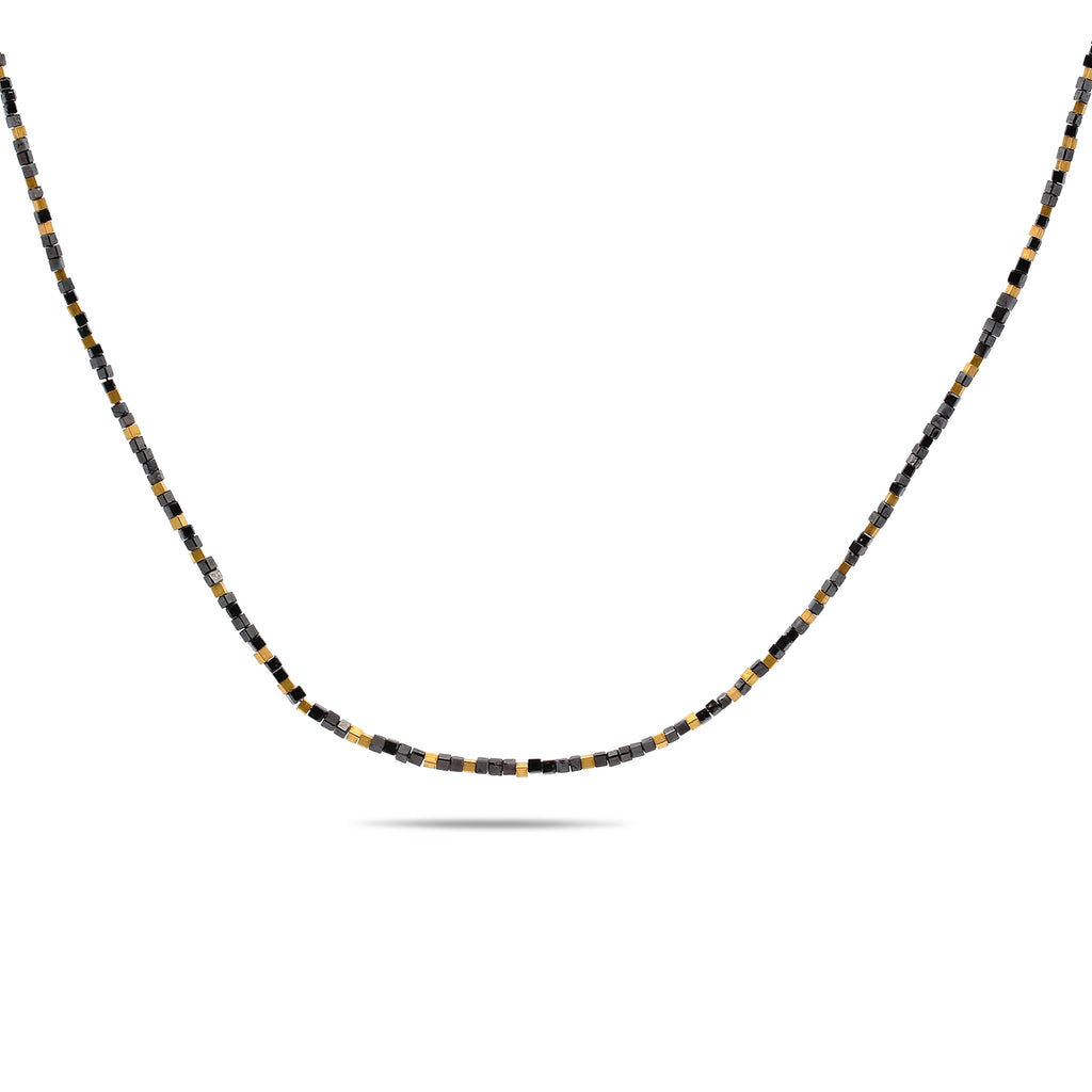 louise oneill 18k yellow gold black diamond cube necklace designyard contemporary jewellery gallery dublin ireland