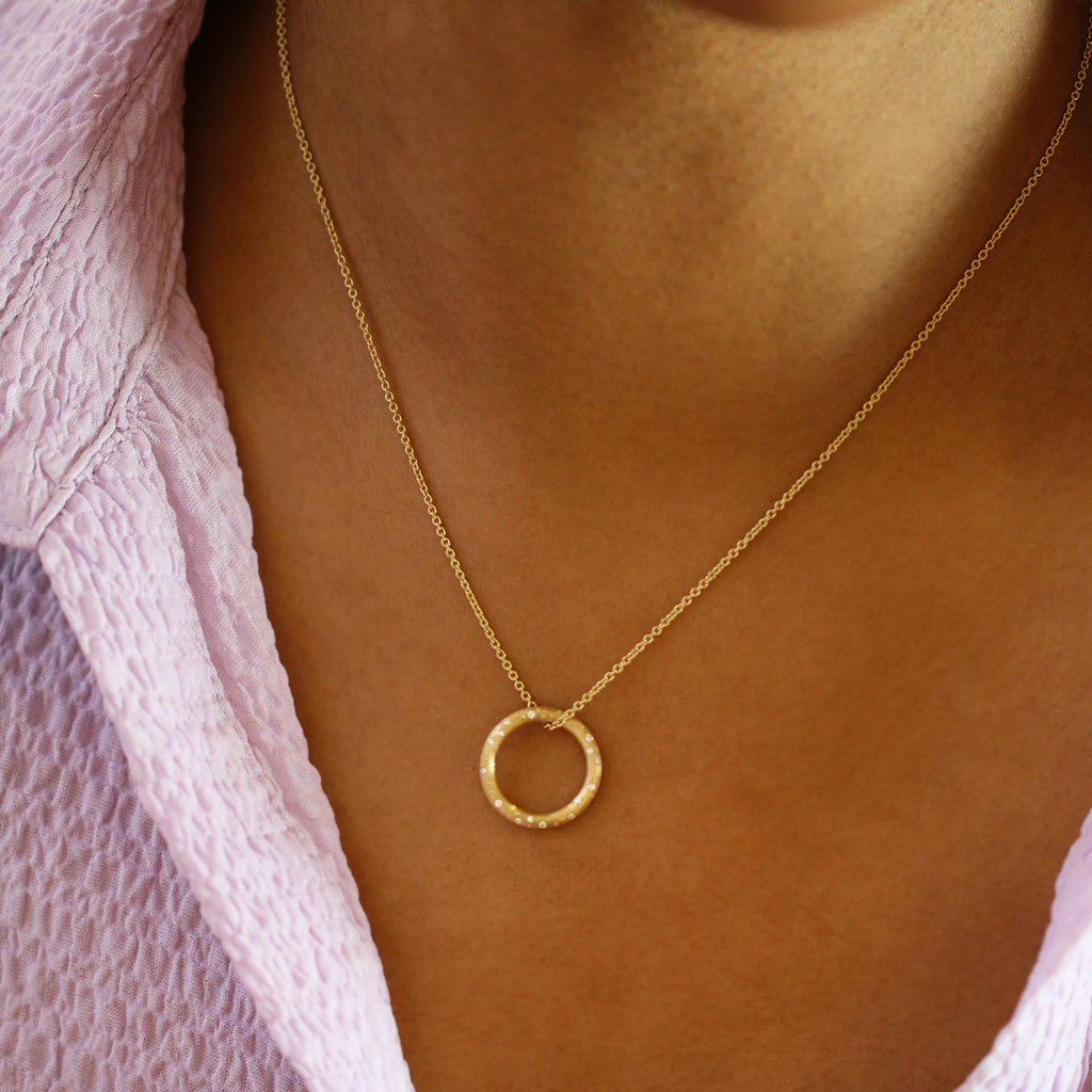 Photograph 2 of Meister's Contemporary 18k Yellow Gold Mini Constellation Diamond Necklace. Available on DESIGNYARD.com and in our Jewellery Shop Dublin, Ireland. Free Worldwide Shipping with DHL.