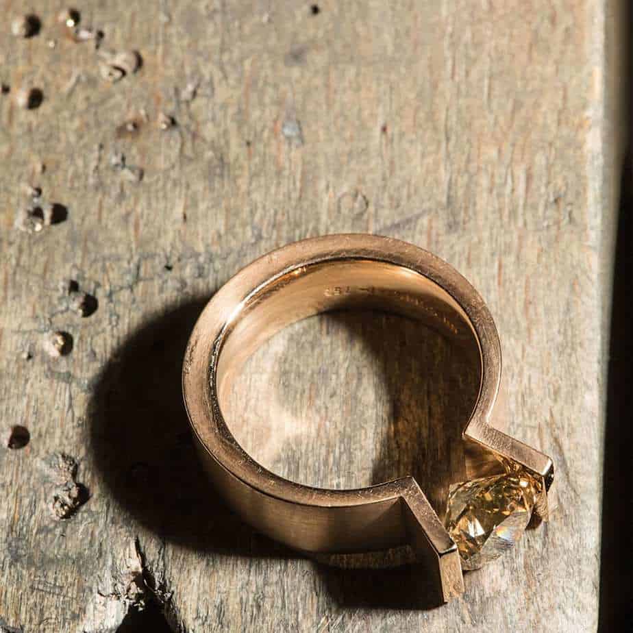 Niessing - 18k Classic Red Gold Spannring® HighEnd C Engagement Ring - DESIGNYARD, Dublin Ireland.