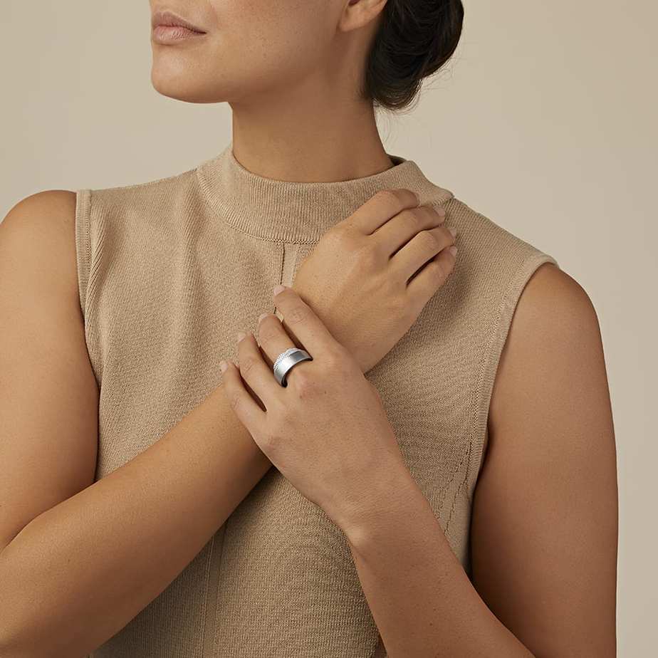 Photograph 7 of Henrich & Denzel's Contemporary Platinum Tenda Diamond Statement Ring. Available on  DESIGNYARD.com and in our Jewellery Shop Dublin, Ireland. Free Worldwide Shipping with DHL.