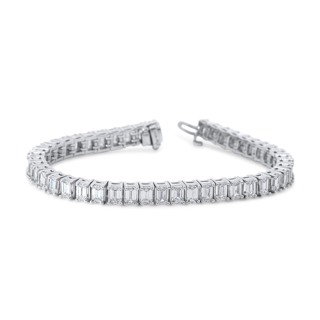 magnificent platinum emerald cut diamond tennis bracelet designyard contemporary jewellery gallery dublin ireland