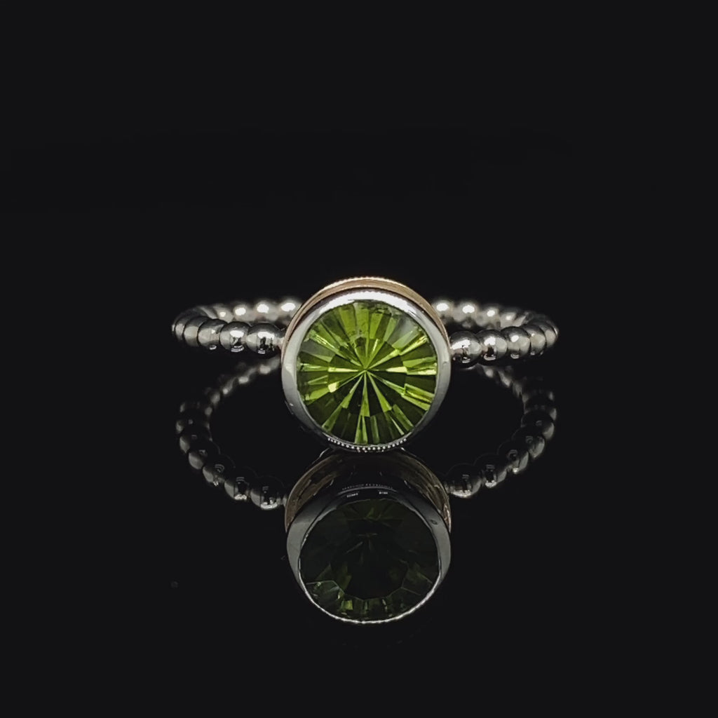 Friederike Grace - Silver 9k Yellow Gold Caim Peridot Ring - DESIGNYARD, Dublin Ireland.