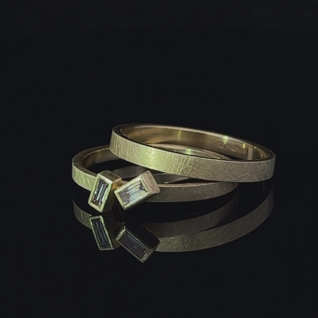 louise oneill 18k yelow gold sliding diamonds engagement wedding ring set designyard contemporary jewellery gallery dublin ireland