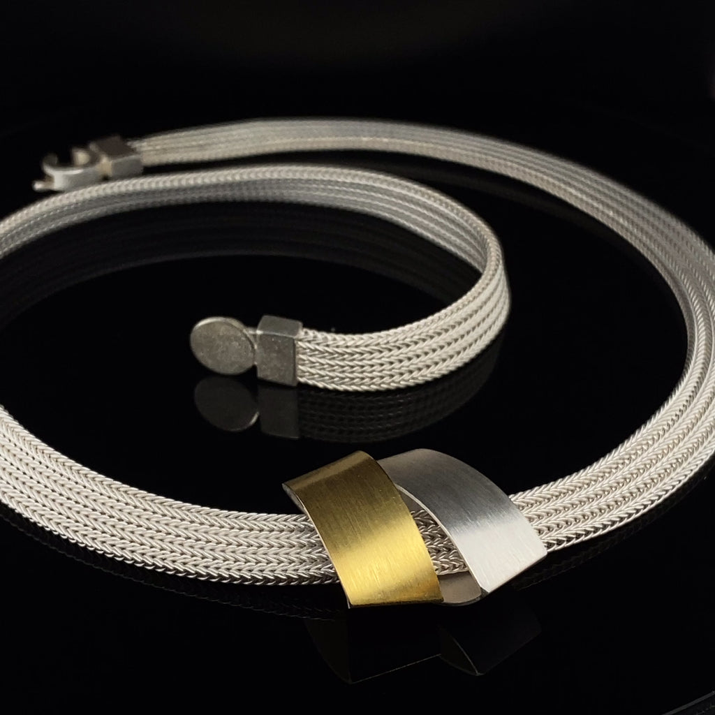 Manu - Sterling Silver 22k Yellow Gold Bi-Metal Foxchain Necklace - DESIGNYARD, Dublin Ireland.