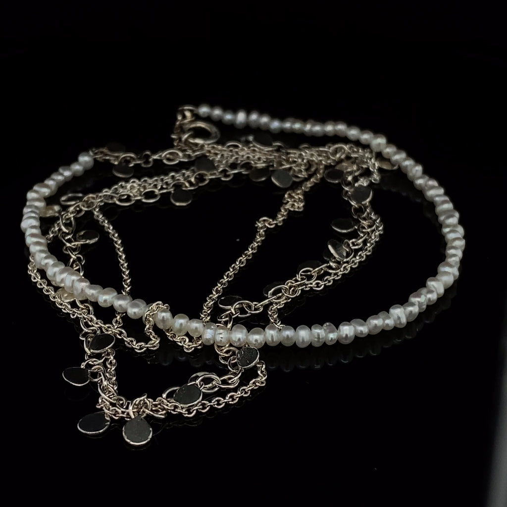 Neeltje Huddleston Slater - Sterling Silver Leaves Pearl Necklace - DESIGNYARD, Dublin Ireland.