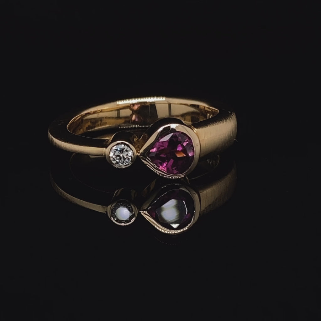 Friederike Grace - 18k Rose Gold Rhodolite Garnet Comet Ring - DESIGNYARD, Dublin Ireland.