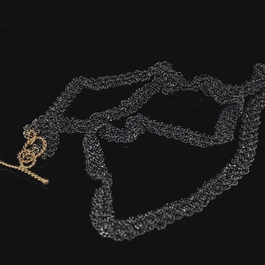 Myriam Oude Vrielink - Oxidized Silver 14k Yellow Gold Single Ribbon Necklace - DESIGNYARD, Dublin Ireland.