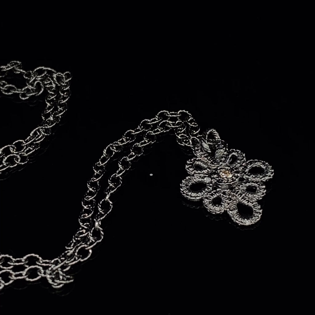 Brigitte Adolph - Sterling Silver Oxidised Miss Medea Diamond Pendant - DESIGNYARD, Dublin Ireland.