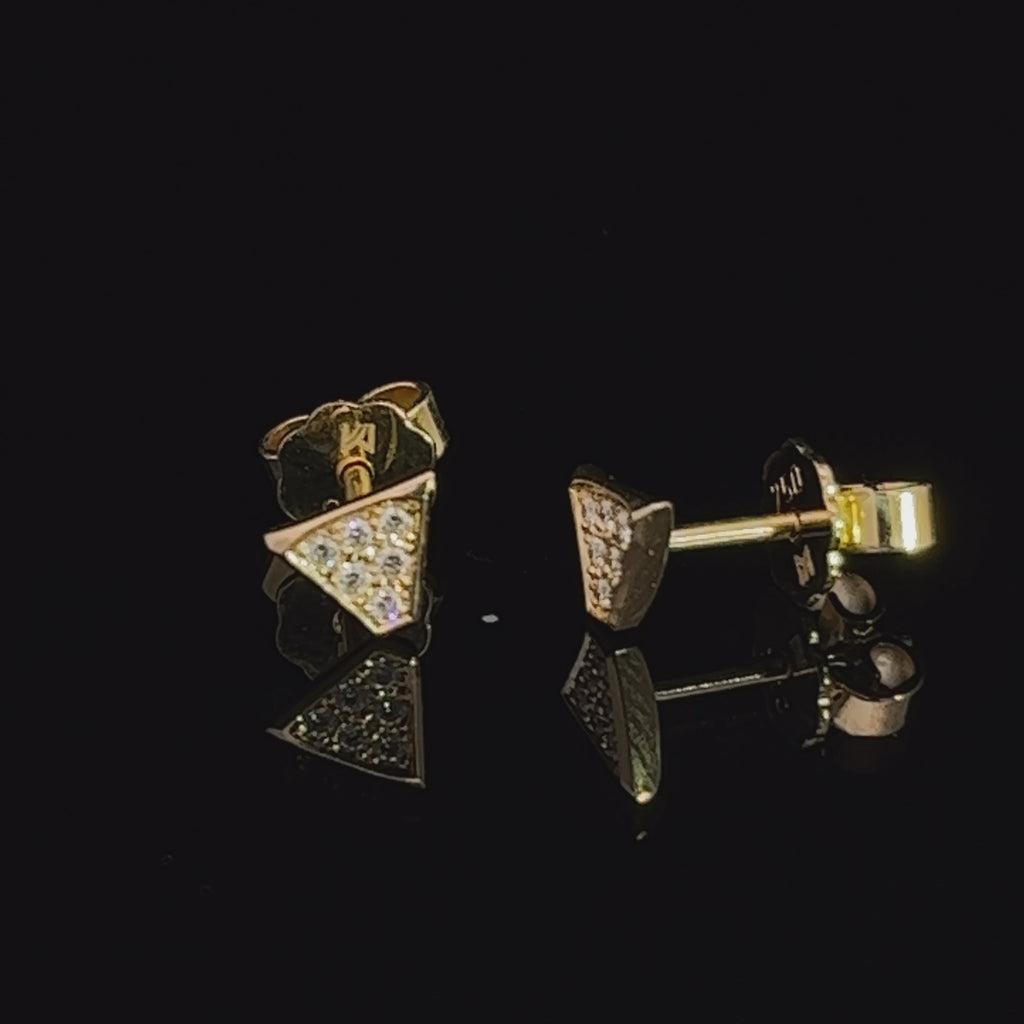 Meister - 18k Yellow Gold Shield Diamond Earrings - DESIGNYARD, Dublin Ireland.
