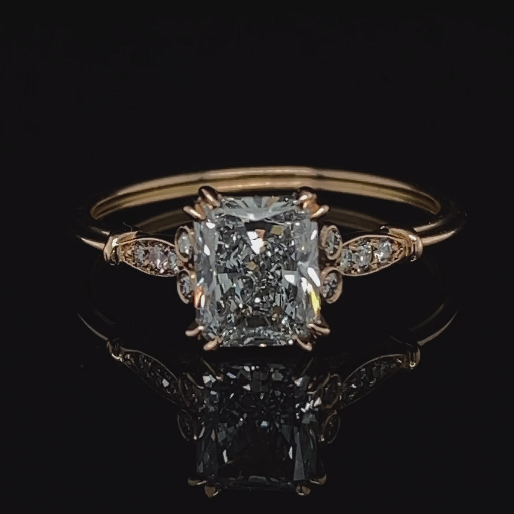 Ronan Campbell - 18k Rose Gold Radiant Edvvardiani Diamond Engagement Ring - DESIGNYARD, Dublin Ireland.