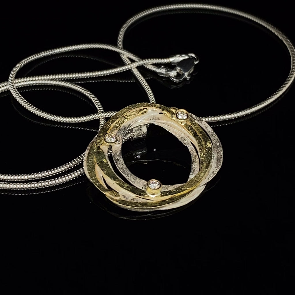 Shimara Carlow - Sterling Silver 18k Yellow Gold Diamond Wrap Pendant - DESIGNYARD, Dublin Ireland