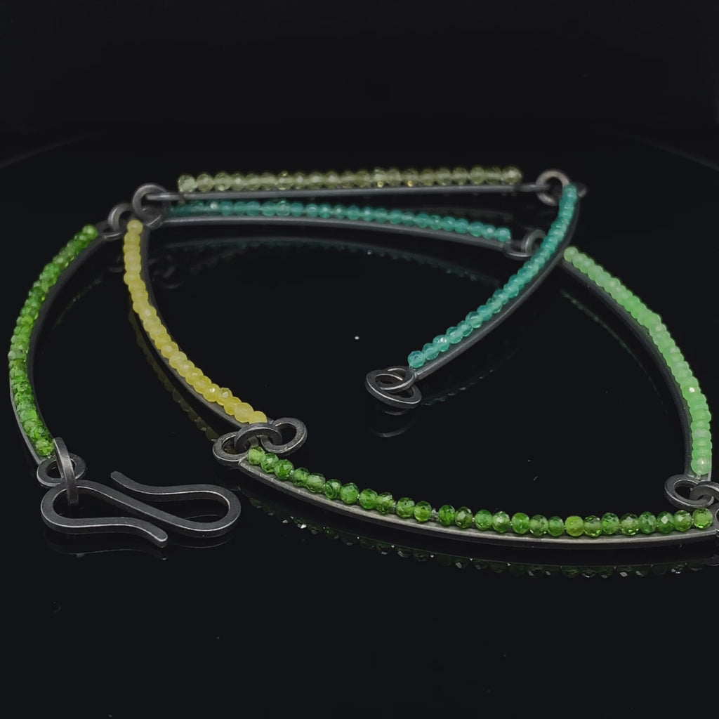 Sophia Epp - Oxidised Silver Peridot Chrome Diopside Quartz Necklace - DESIGNYARD, Dublin Ireland.