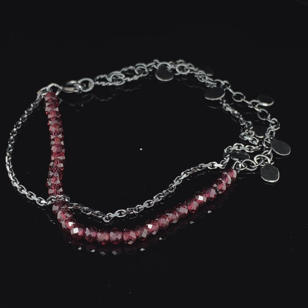 Neeltje Huddleston Slater - Oxidized Silver Garnet Leaf Bracelet - DESIGNYARD, Dublin Ireland.