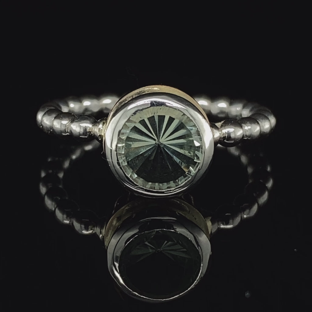 Friederike Grace - Silver 9k Yellow Gold Caim Prasiolite Ring - DESIGNYARD, Dublin Ireland.