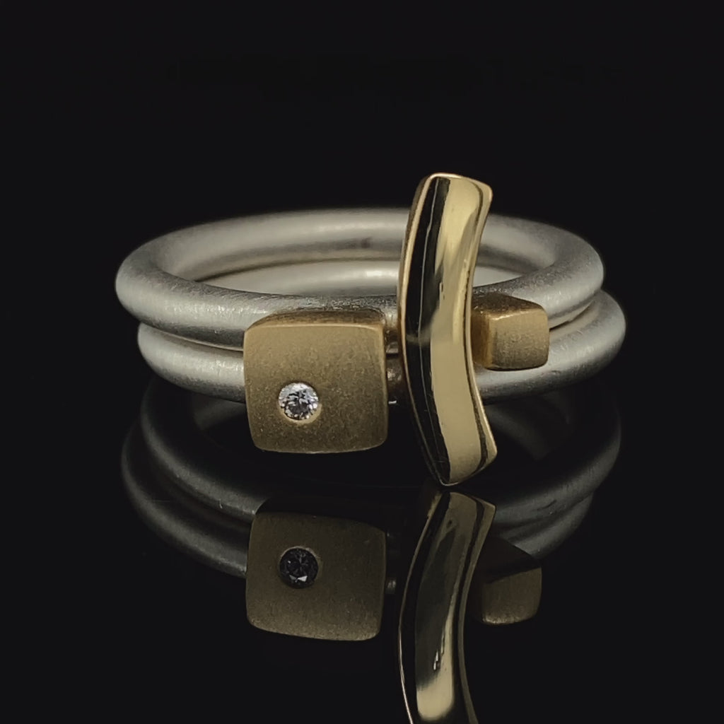Paul Finch - Silver 18k Yellow Gold Diamond Ring Stack - DESIGNYARD, Dublin Ireland.