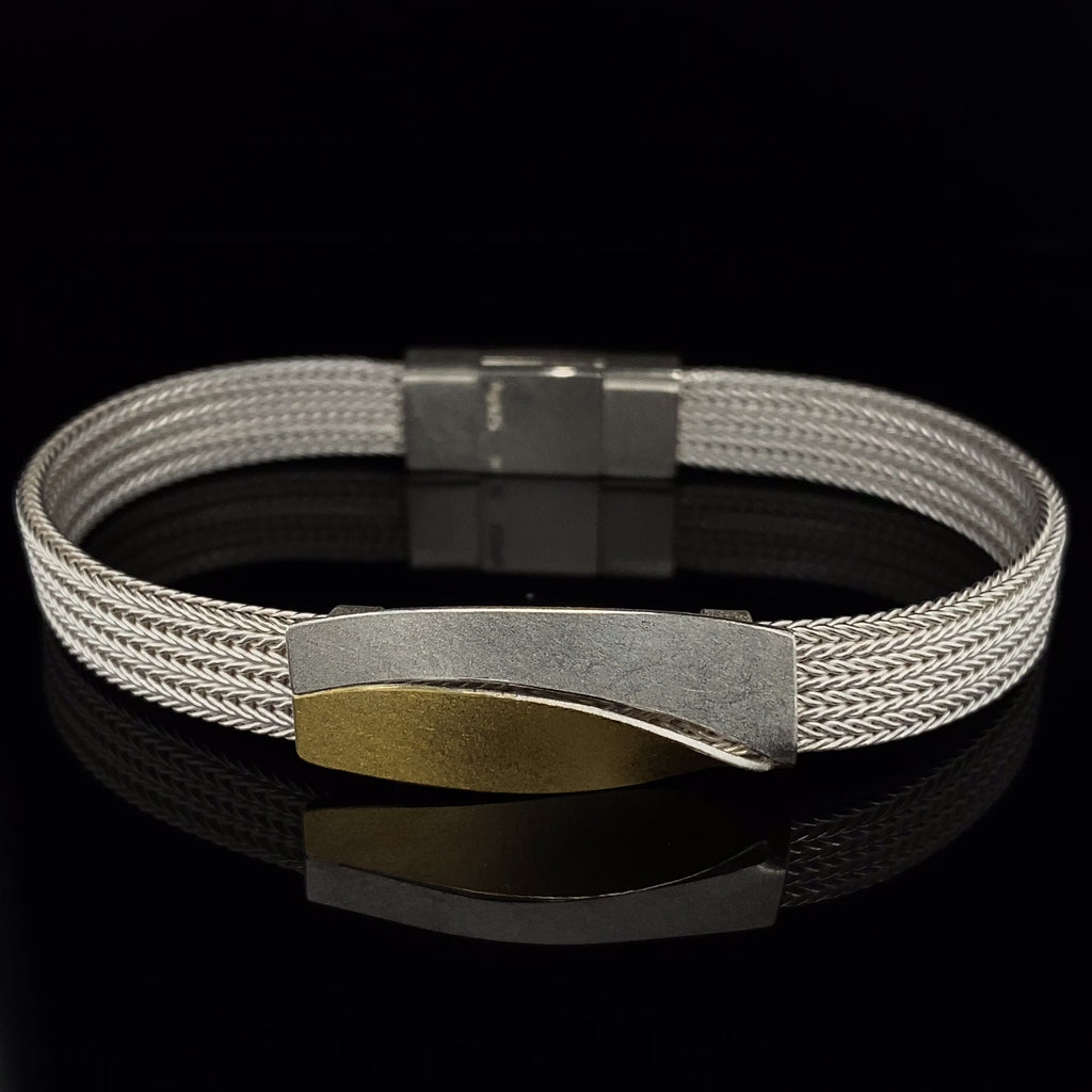 Manu - Sterling Silver 22k Yellow Gold Bi-Metal Foxchain Geometric Bracelet - DESIGNYARD, Dublin Ireland.