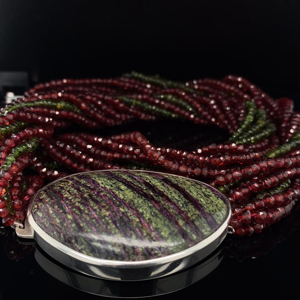Nicole Van Der Wolf - Sterling Silver Puzzle Pebble Lepidolite Bead Necklace - DESIGNYARD, Dublin Ireland.