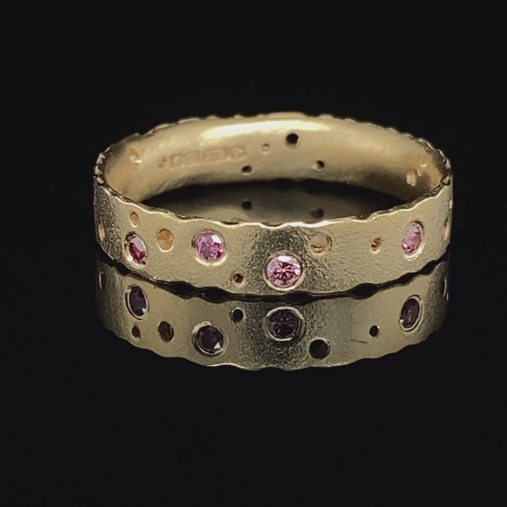 Kate Smith - 9k Yellow Gold Scattered Pink Diamond Ring - DESIGNYARD, Dublin Ireland.
