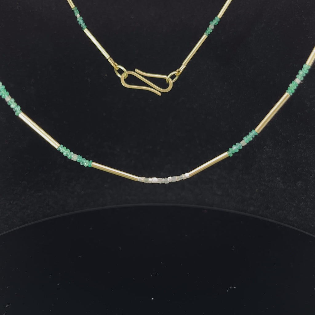 Catherine Mannheim contemporary 18k Yellow Gold Emerald Diamond Necklace - DESIGNYARD, Dublin Ireland