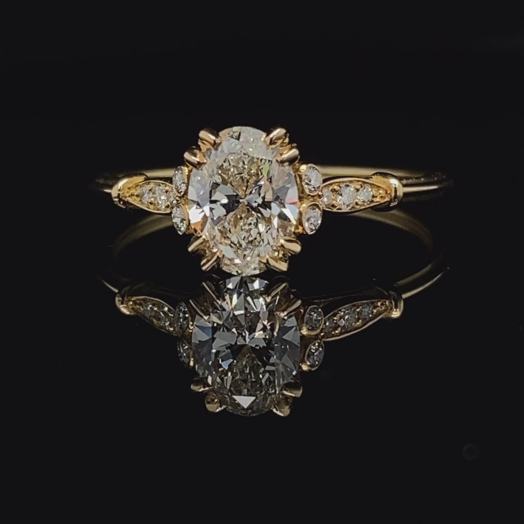 Ronan Campbell - 18k Yellow Gold Oval Edvvardiani Diamond Engagement Ring - DESIGNYARD, Dublin Ireland.