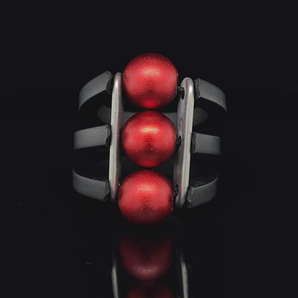 Ursula Muller - Trio Red Rubber Aluminium Ring - DESIGNYARD, Dublin Ireland.