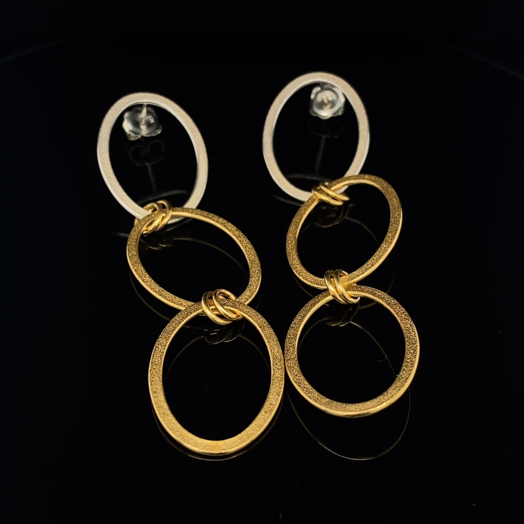Heather O'Connor - Sterling Silver Ellipse Long Chain Earrings - DESIGNYARD, Dublin Ireland.