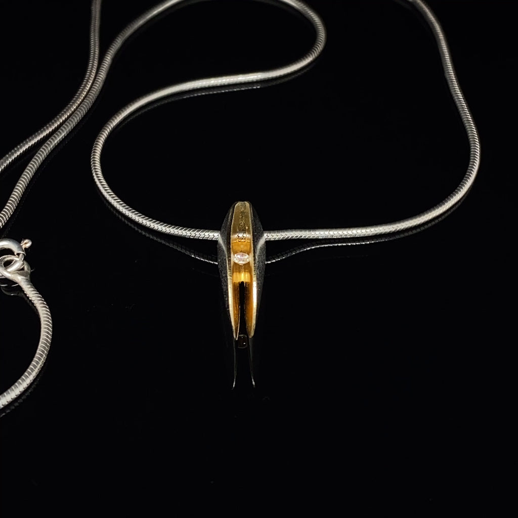 Paul Finch - Silver 22k Yellow Gold Diamond Shell Medium Necklace - DESIGNYARD, Dublin Ireland.