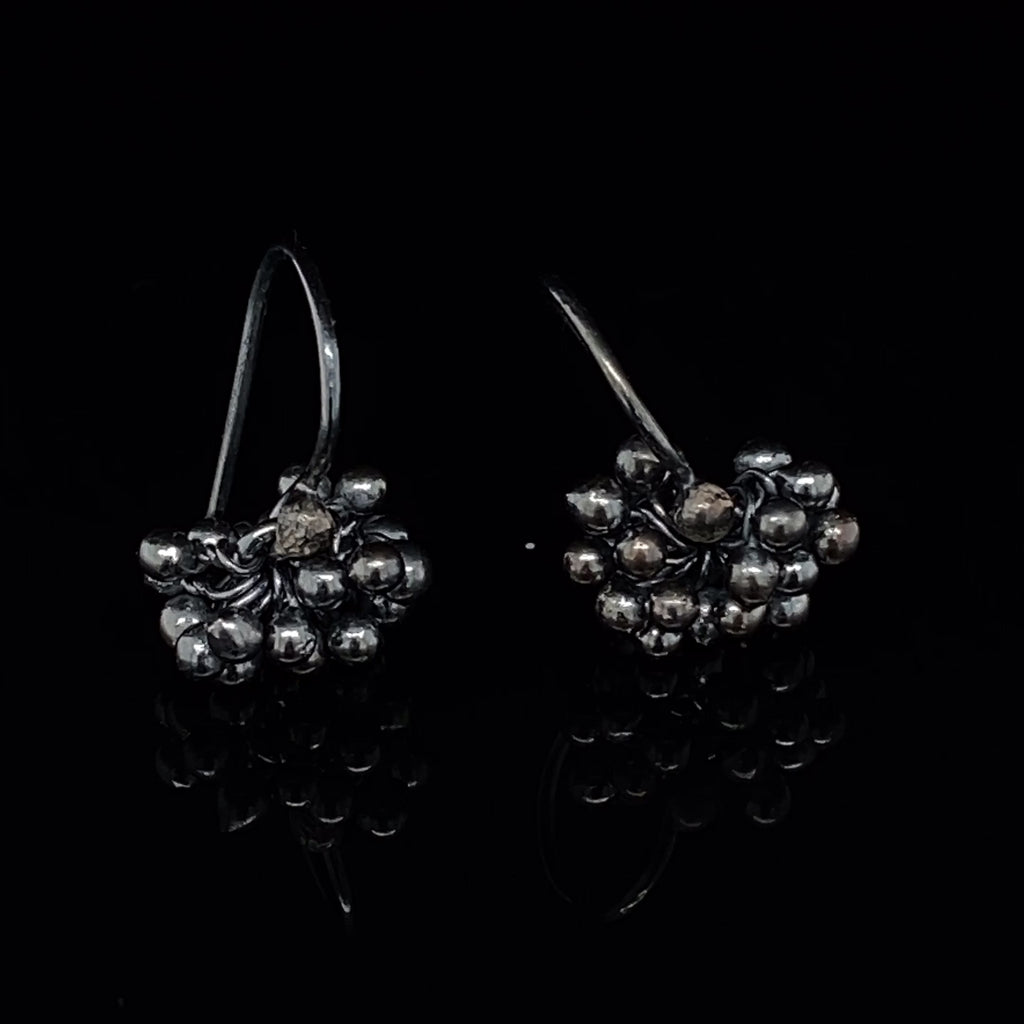 Neeltje Huddleston Slater - Oxidised Silver Bubble Cluster Drop Earrings - DESIGNYARD, Dublin Ireland.