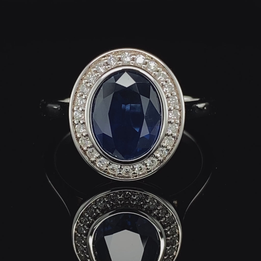 Ronan Campbell - 18k White Gold Blue Sapphire Diamond Ring - DESIGNYARD, Dublin Ireland.