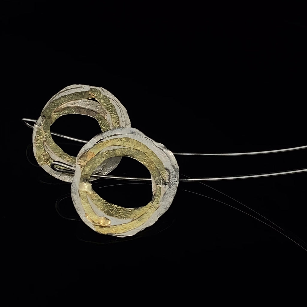 Shimara Carlow - Sterling Silver 18k Yellow Gold Hook Earrings - DESIGNYARD, Dublin Ireland.